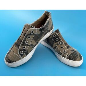 Blowfish Malibu Big‎ Kid Girls Size 3 Natural Camo Canvas Slip on Gorpcore
